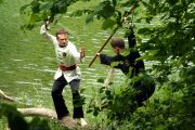 Meister Stefan und Michael mit Säbel und Stock