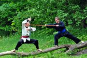Meister Stefan und Michael mit Säbel und Stock